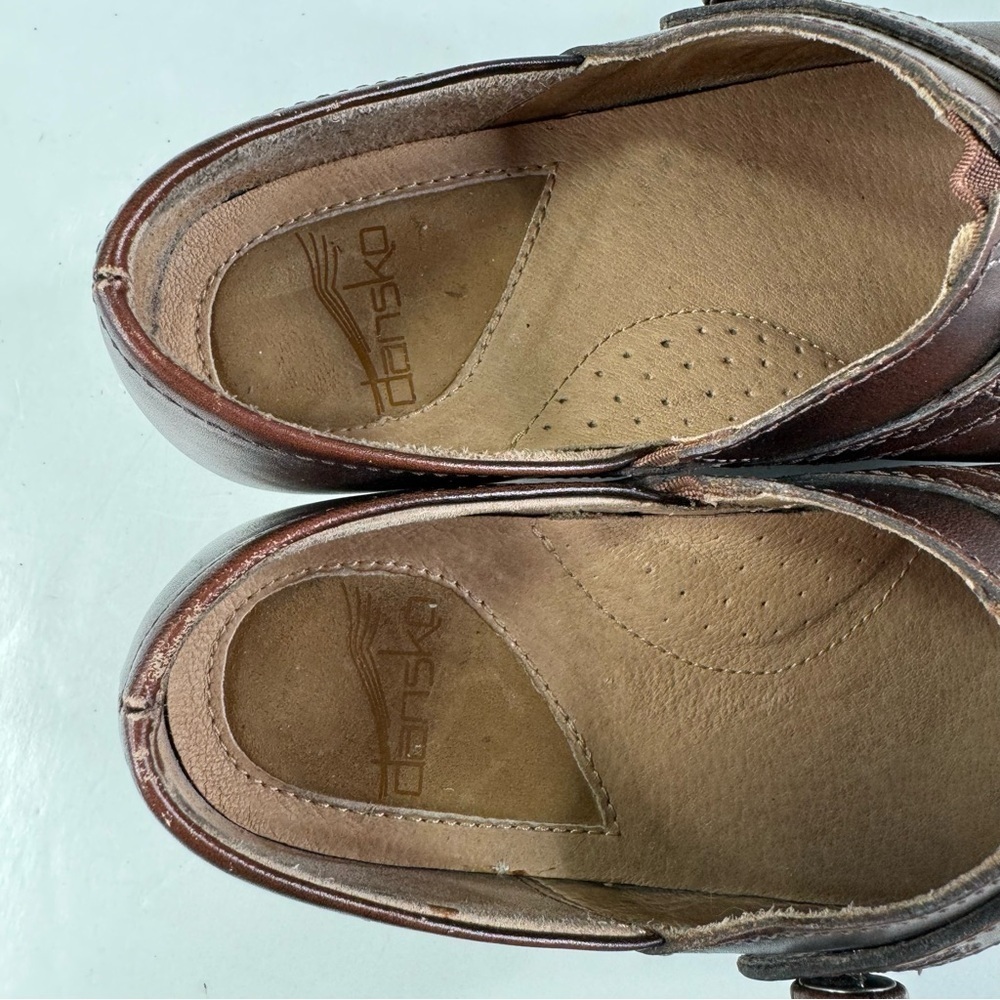 Dansko Solstice Brown Leather Clogs Size 37 - Picture 5 of 8